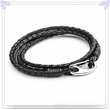 Fashion Jewelry Stainless Steel Bracelet Leather Bracelet (HR3143)